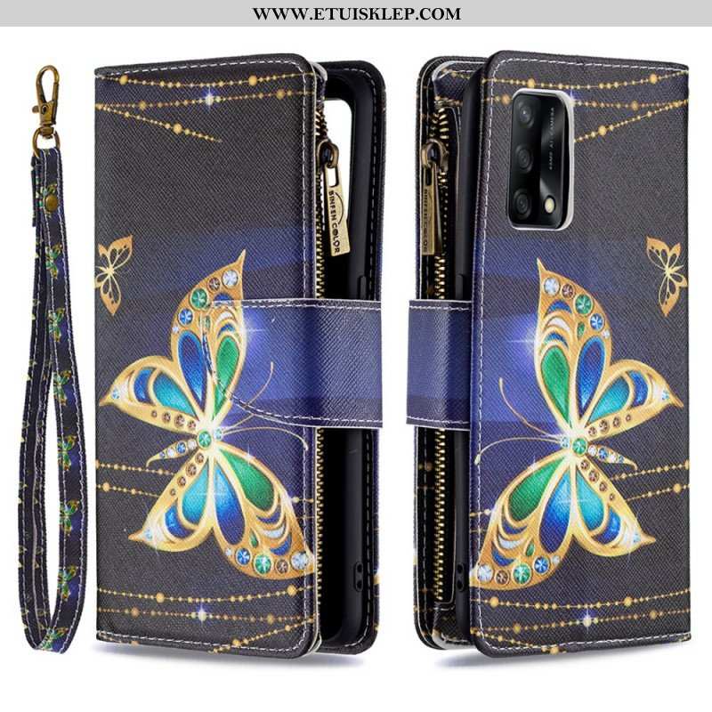 Etui Folio do Oppo A74 4G Zapinana Na Zamek Kieszeń W Motyle